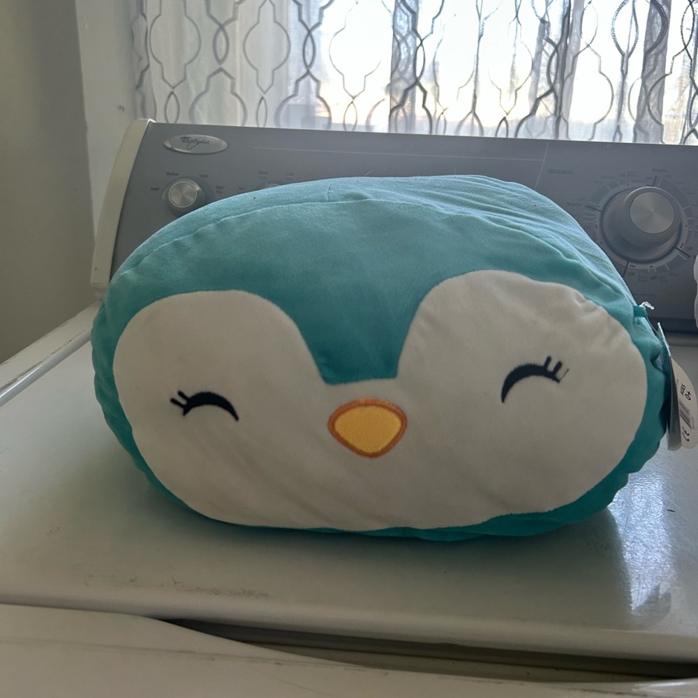 Squishmallows Teal and White Penguin Pillow